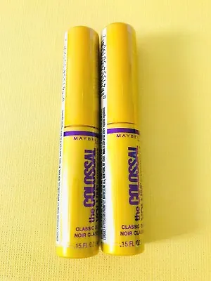 🎀 Lot Of 2 Maybelline The Colossal Mascara Classic Black Travel Size 0.15 Oz • $3.99