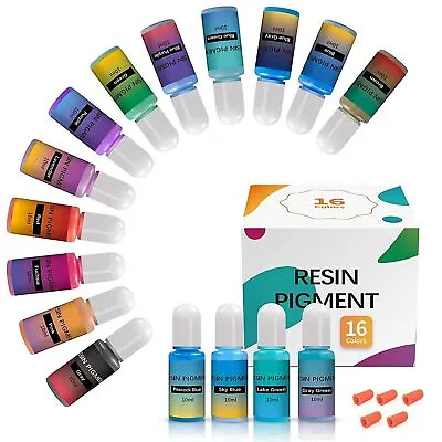 Epoxy UV Resin Pigment 16 Stunning Colours Liquid Color Dye Set Art Craft DIY • $15.59