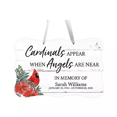 Custom Red Cardinal Memorial 12x8 Modern Ribbon Wall Sign Bereavement Gifts • $19.88