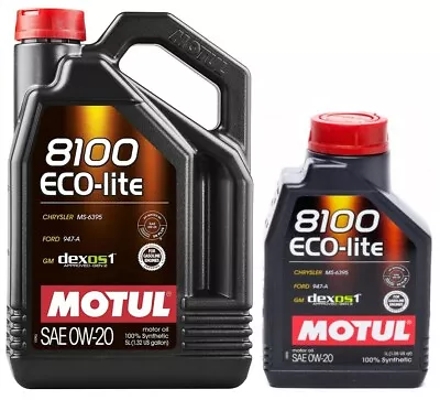 £16.39 • Buy Motul 8100 Eco-lite 0W20 Fully Synthetic Engine Motor Oil, Dexos1 947A MS-6395