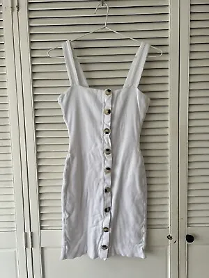 $10 • Buy Kookai White Ribbed Cotton Mini Dress EC Size 1