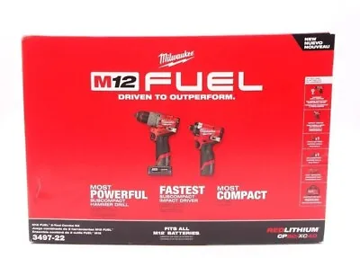 Milwaukee 3497-22 M12 FUEL 12V Cordless Li-Ion Combo Kit W/ 2 Batteries - NEW !! • £301.15