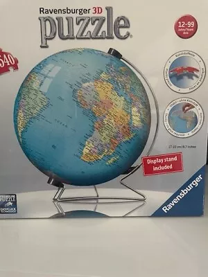 NEW Ravensburger 3D Puzzle Ball World Globe 540 Pieces Display Stand Inc. SEALED • $29.99