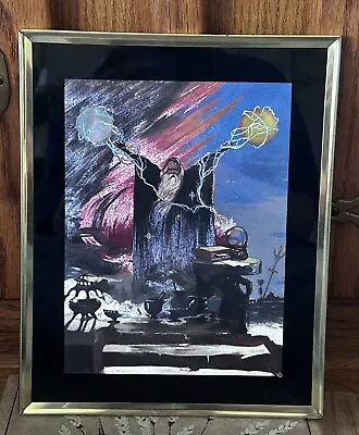 Vintage Wizard Foil Print Picture Framed Manifestations Inc “Magic Effects” • $24.99