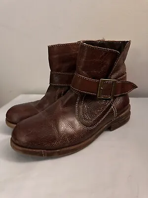 Miz Mooz Jolie Ankle Boots Booties Brown Leather Buckle Size 7 • $36