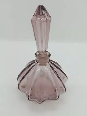 Amethyst Colored Glass Perfume Bottle With Matching Stopper • £19.29