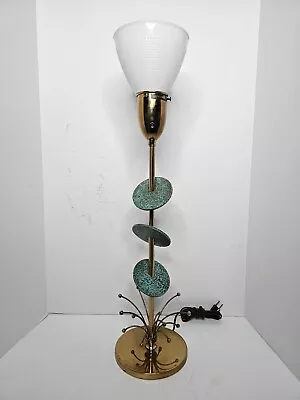 Rembrandt Lamp MCM Table Atomic 1960s Original Sputnik Turquoise Disk Brass VTG • $275