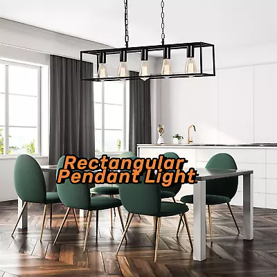 5-Light Dining Room Light Fixture Black Industrial Pendant Lighting • $59.39