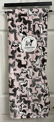 DACHSHUND Doggie Drawings Pink Throw Blanket Dogs - Berkshire 50  X 70” NWT • $35