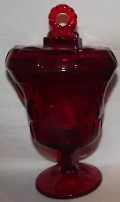 Viking Dalzell Ruby Red Basket Weave Compote Candy Dish W/lid And Sticker 8  • $46.99