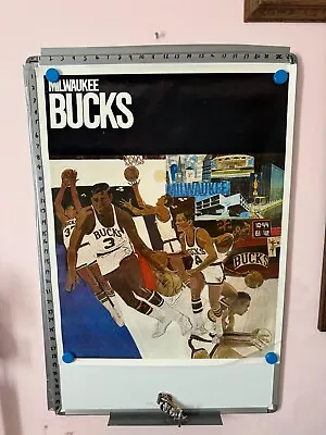 Vintage Milwaukee Bucks Poster - 1970 - 23x29 - NBA - RARE - By Promotions Inc. • $65