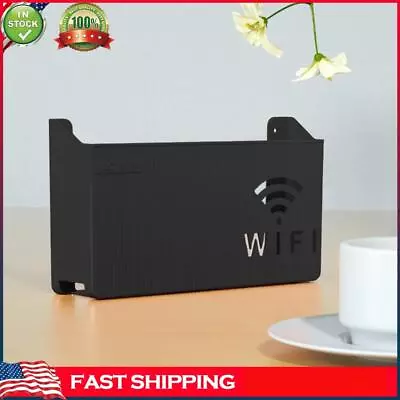 Wall Mount Wireless Wifi Router Shelf Storage Box For Living Room (Black) • £9.35