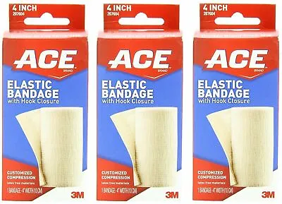 Ace Elastic Bandage Customized Compression Hook Closure 4 Inch 1 Ct Pack Of 3 • $27.06