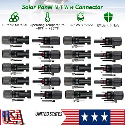 20Pairs Solar Cable Connectors 4mm-6mm 30Amp Waterproof Solar Panel Wire Joiners • $16.91