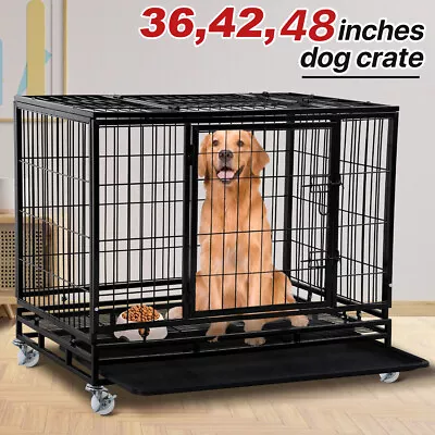 $150.33 • Buy 36  42  48  Dog Crate Cage Heavy Duty Strong Metal Large XL XXL Pet Kennel Black