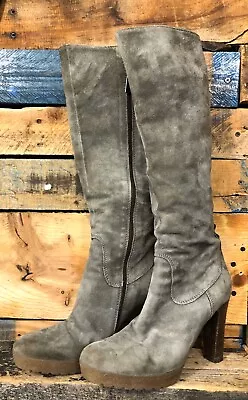 Manas Lea Foscati Grayish Leather Zip Up Heel Fashion Boots Women's 39 / 9 • £47.50