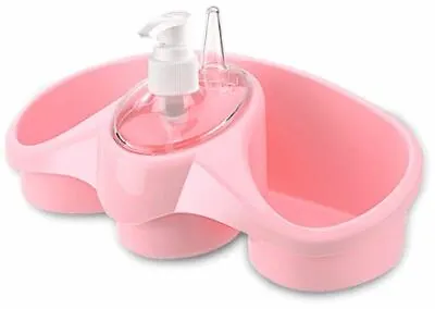 Washing Up Liquid Soap Dispenser & Sponge Holder Plastic Sink Caddy Kitchen Tidy • £6.13