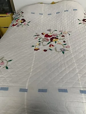 £55 • Buy Gorgeous Vintage Double Sided Throw Bedspread Applique XL Double Or King  Size