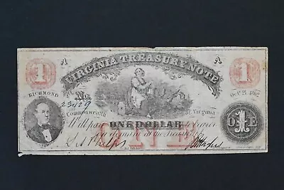 US 1862 $1 Note F-VF Virginia Treasury RN0108 Combine Shipping • $79.95