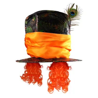 Mad Hatter Costume Top Hat Orange Wig Alice In Wonderland Fancy Dress Halloween • £11.95