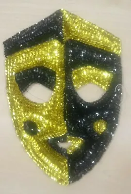 Black & Gold Sequin Mask Masquerade Fancy Dress Costume Accessory • £3.50