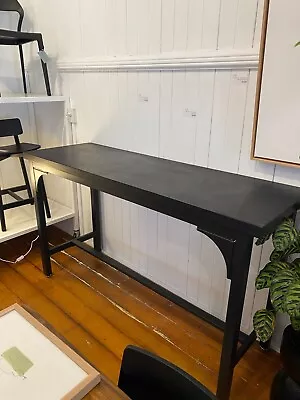 *EX DISPLAY*Black Elm Bar Table 180cm - Black Steel Base • $595