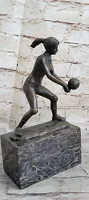 Female Volleyball Player Figure Bronze Metal Sculpture Statue Trophy Decor Milo • $124.50