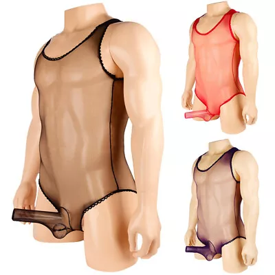 Exotic Men's Sexy Lingerie Bodysuit See Through One-piece Nightwear Jumpsuits • $1.99