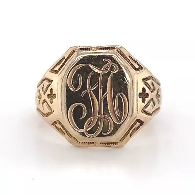 Vintage 10k Yellow Gold Men's Signet Ring Jewelry With Monogram (#J5949) • $512.10