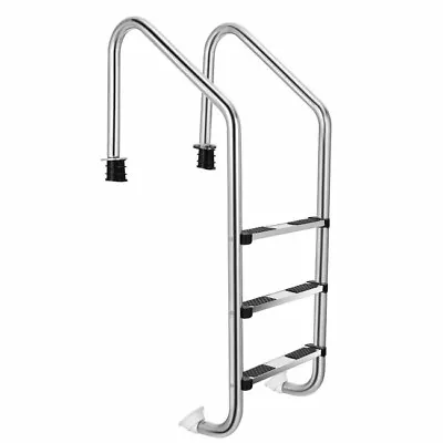 Stainless 3-Step Steel Swimming Pool Ladder In-Ground W/ Anti-Slip Step Outdoor • $138.99