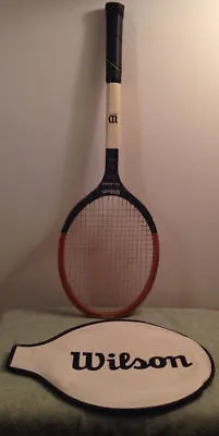 Vintage Wilson Flight Mary Hardwick Tennis Racket W/Cover Black White Balls Net • $19.95