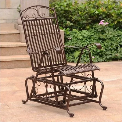 Pemberly Row Single Iron Patio Glider In Bronze • $326.99