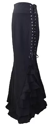 $47.95 • Buy 28 Plus Size - Black NEW Victorian Gothic Long Steampunk Corset Ruffle Skirt