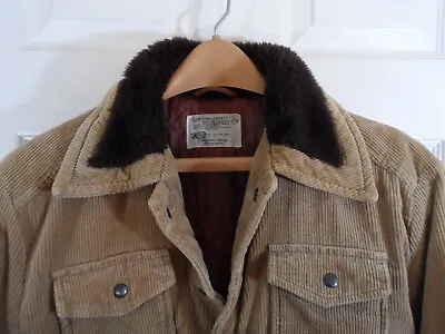 Vintage Kmart Corduroy Trucker Jacket Mens L Quilted Lining Pile Collar As Is • $67.43