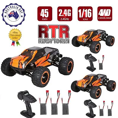 Pro 1:16 2.4G 4WD RC Car 45KM/H Brushless High Speed Light Off-Road Racing Truck • $134.94