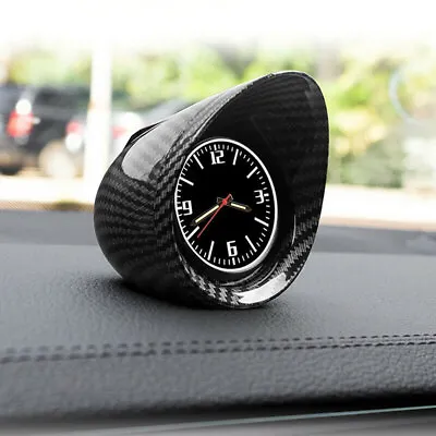 Black Car Interior Dashboard Clock Carbon Fiber Look Watch Accessories Universal • $25.21
