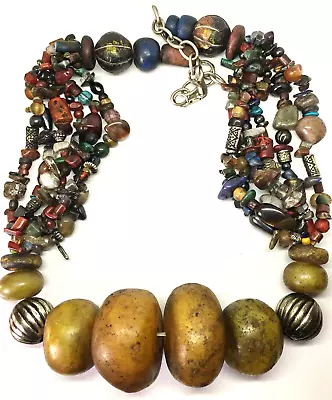 Vintage Berber Moroccan Necklace Jewelry Pendant Tribal African Amber Handmade • $120