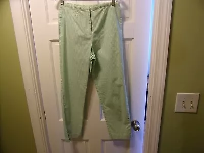 Sigrid Olsen Sport Size 6 Green Yellow Check Pants Lightweight Cotton Stretch • $7.69