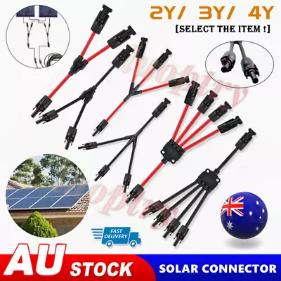 1 Pairs Solar Connectors 2/3/4Y Branch Cable Plugs Inline PV Panel Connection AU • $16.99