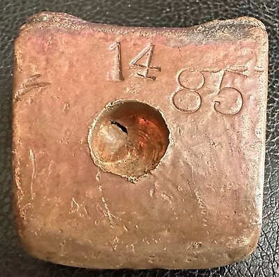 4.6cm Stamped Copper Ingot W Drill Scars - Calumet & Hecla Mine Michigan • $349