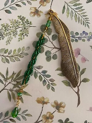 Golden Colour Metal Feather Bookmark With A Beaded Ornament. Various Colours. • £6