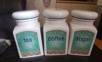 £12.99 • Buy JEFF BANKS Coffee Tea Sugar Ceramic Storage Jars 