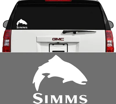 Simms Fishing Outdoor Sports Trout Vinyl Decal Sticker Window Cooler Truck White • $4.70