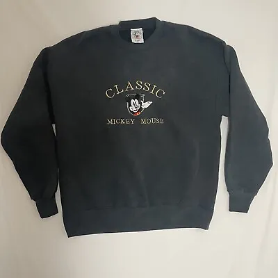 Vintage Disney Mickey & Co. Size XL Mouse Embroidered Crewneck Sweatshirt Black • $18.75
