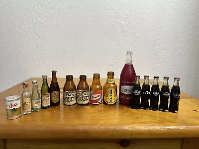 Lot Of 14 Miniature Foreign Coca Cola/Beer/Acme/Crush/Wine Glass Bottles • $58