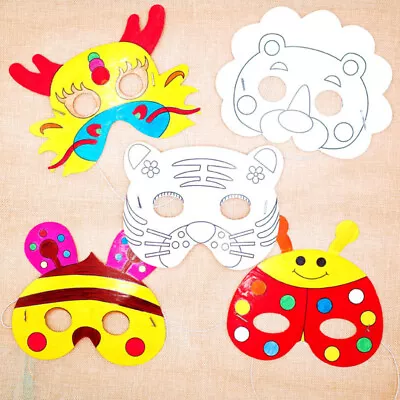  8 Pcs White Child Rabbit Mask For Kids DIY Art Materials Kindergarten • £10.15