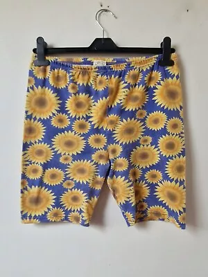 Vintage 90s Sunflower Floral Print Cycling Shorts Size 12 • $18.64