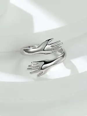 STERLING SILVER Love Hug Ring Band Open Finger Adjustable Women Jewellery 925 UK • £3.45