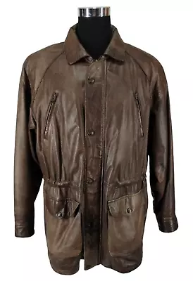 Wilson Adventure Bound Coat M Brown Leather Thinsulate Removal Liner Medium Vtg • $62.95