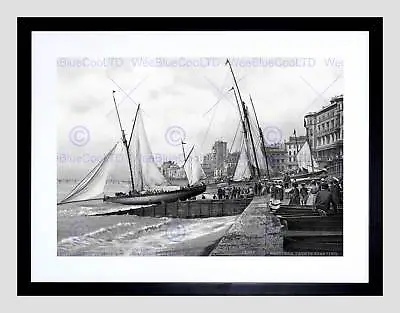 £24.50 • Buy Hastings Yachts Starting England Vintage Old Bw Framed Art Print Mount B12x2883